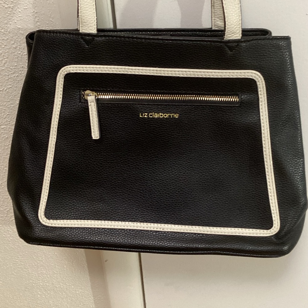 Liz Claiborne Black and Cream Tote Bag
